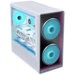 Lian Li LANCOOL 217 INF PC Case, Mid-Tower, Tempered Glass, RGB Lighting - White