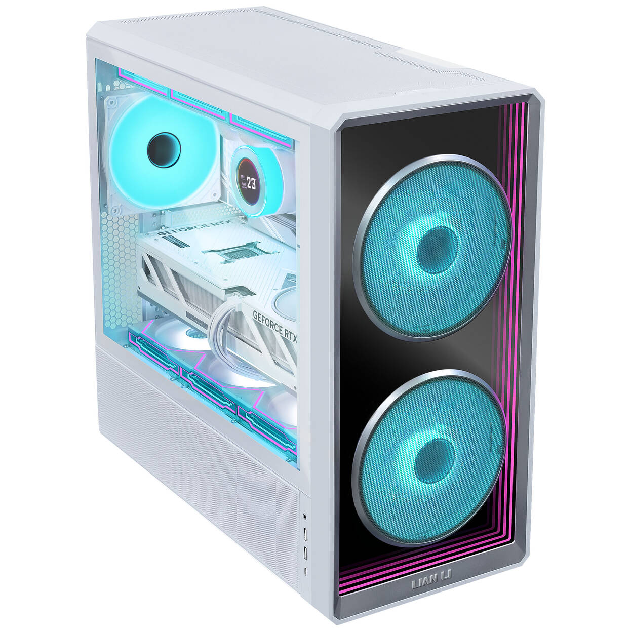 Lian Li LANCOOL 217 INF PC Case, Mid-Tower, Tempered Glass, RGB Lighting - White