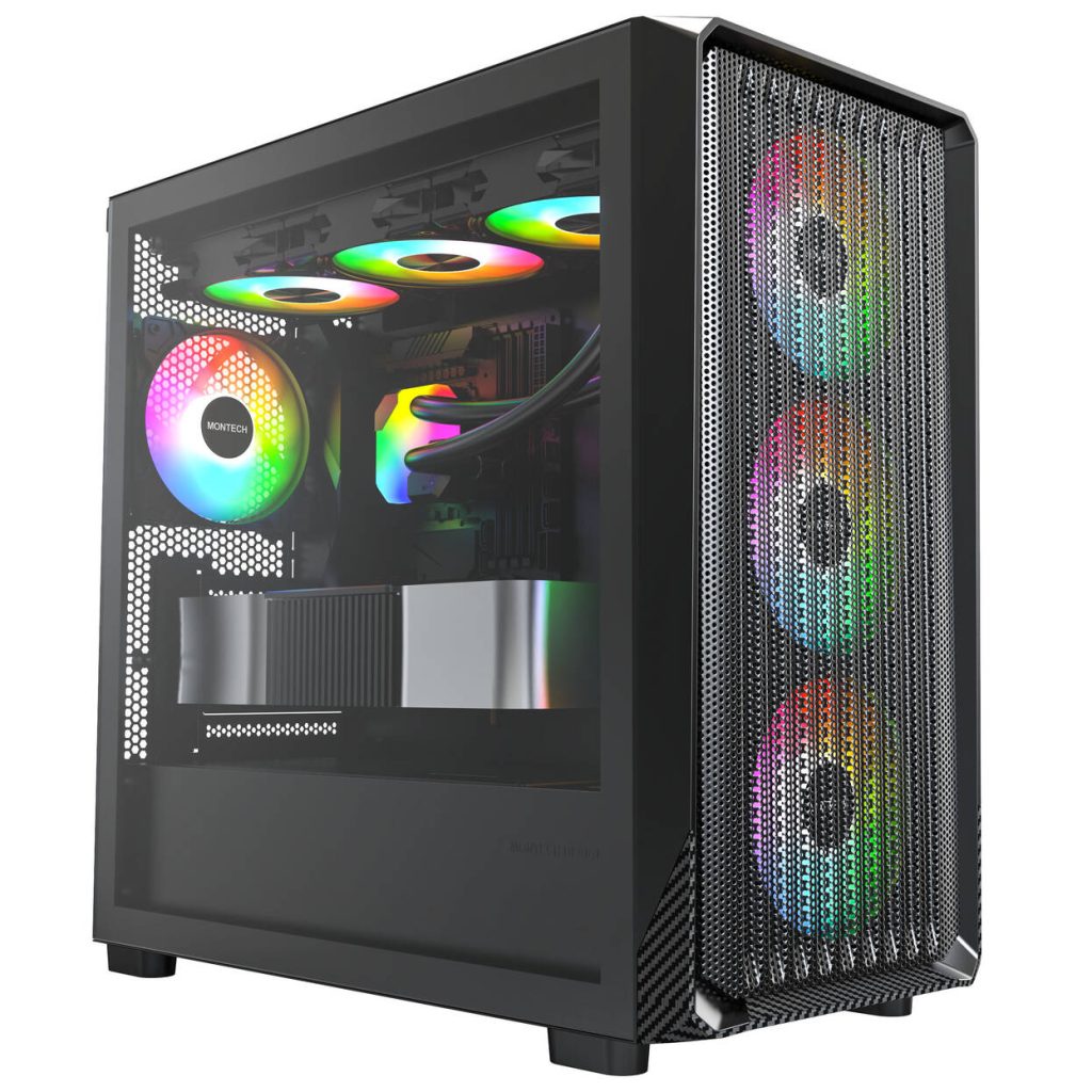 Montech X5M PC Case, Mid Tower, Micro-ATX, ARGB, Tempered Glass - Black