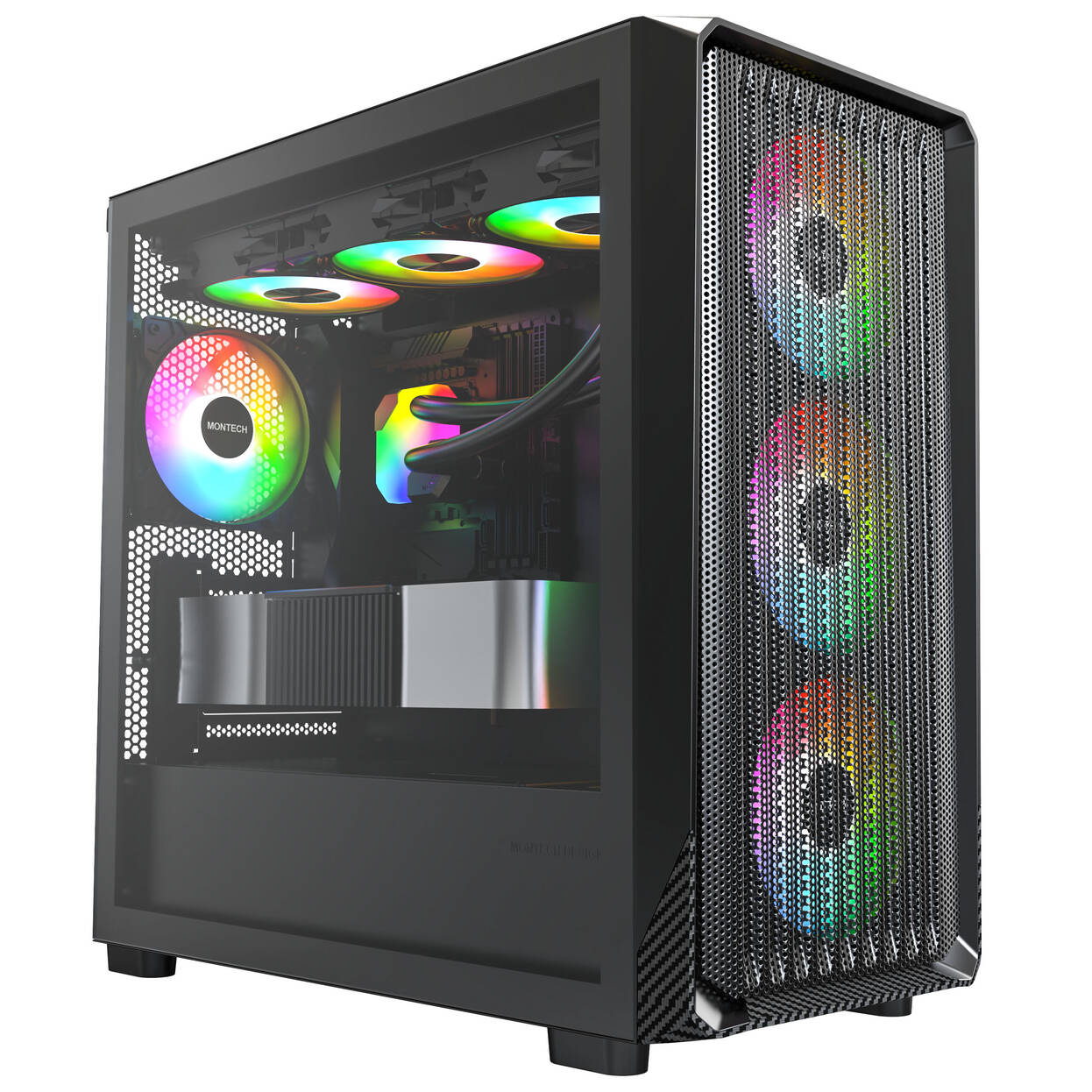 Montech X5M PC Case, Mid Tower, Micro-ATX, ARGB, Tempered Glass - Black