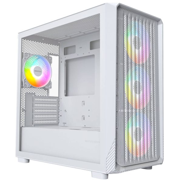 Montech X5M PC Case, Mid Tower, Micro-ATX, ARGB, Tempered Glass – White