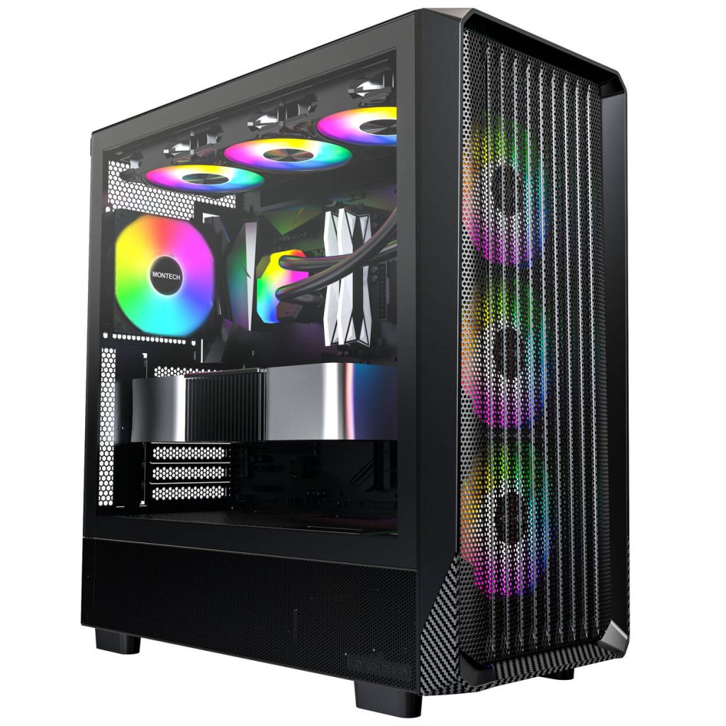 Montech X5 PC Case, Mid Tower, E-ATX, ARGB, Tempered Glass - Black
