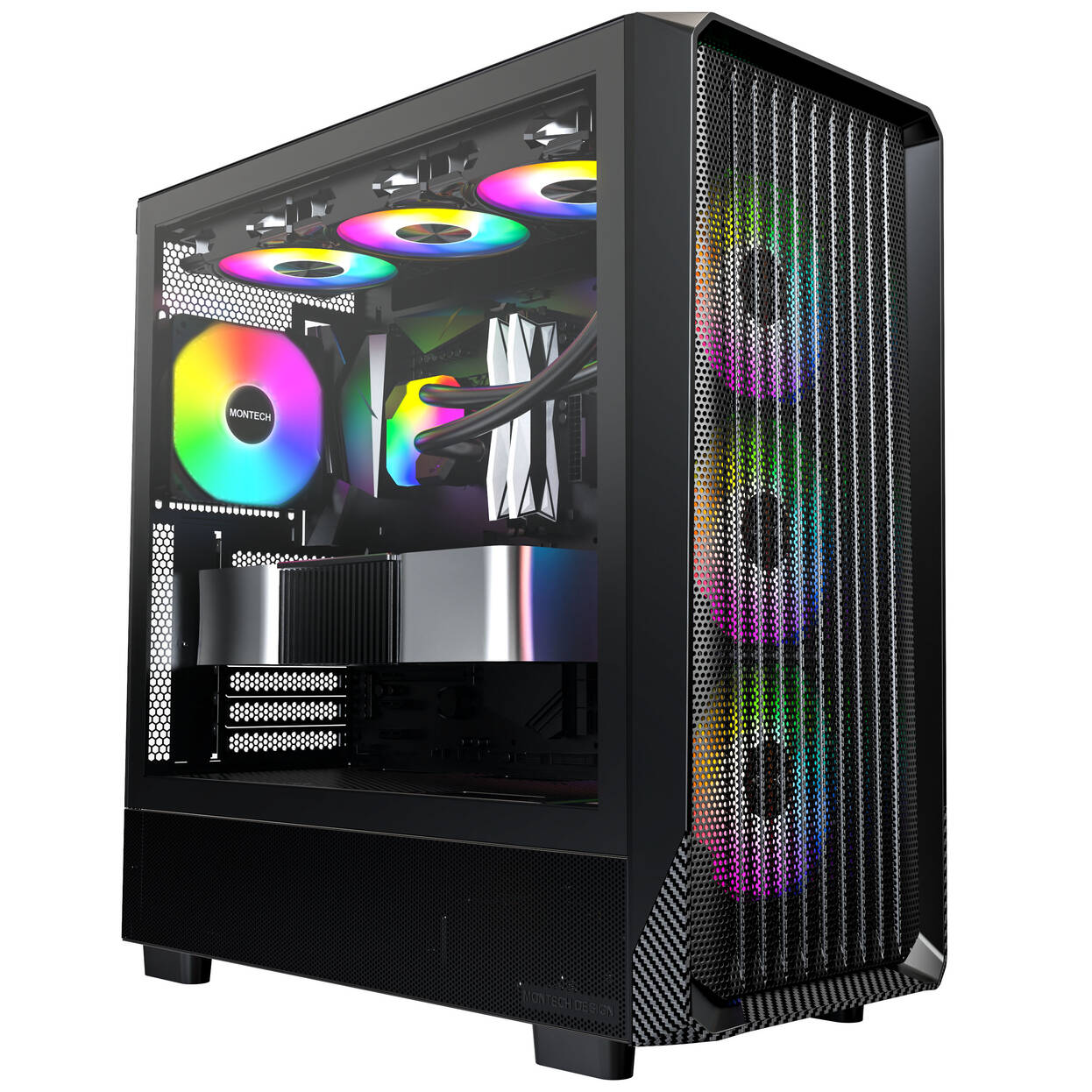 Montech X5 PC Case, Mid Tower, E-ATX, ARGB, Tempered Glass - Black
