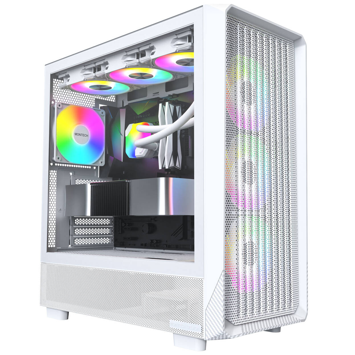 Montech X5 PC Case, Mid-Tower, E-ATX, ARGB, Tempered Glass - White