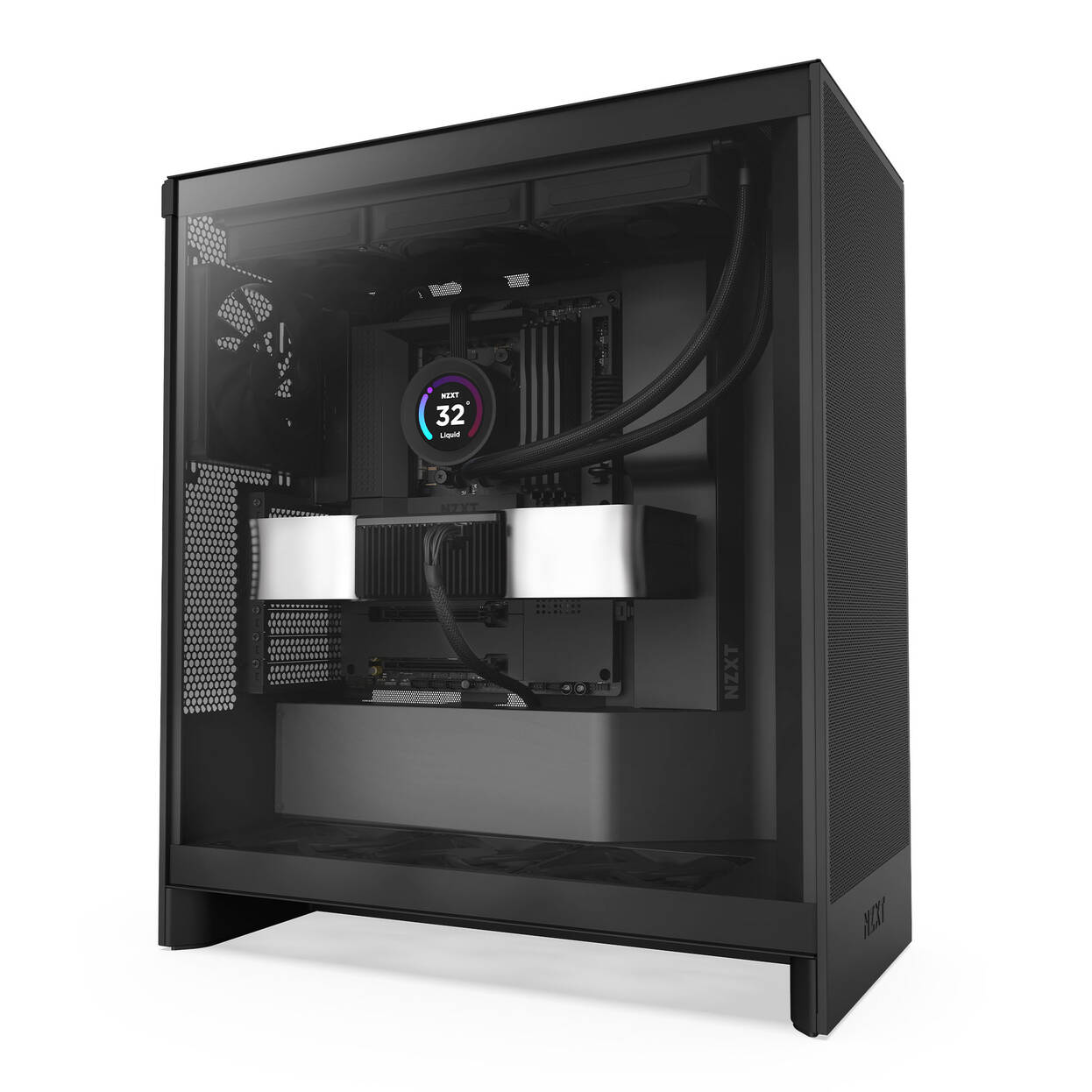 NZXT H7 Flow PC Case, Mid Tower, E-ATX, Tempered Glass - black
