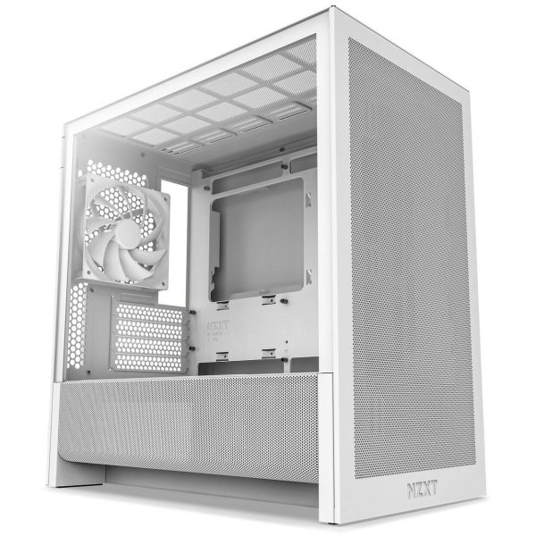 NZXT H3 Flow PC Case, Mid Tower, mATX, Tempered Glass – White