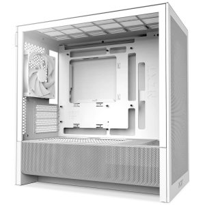 NZXT H3 Flow PC Case, Mid Tower, mATX, Tempered Glass - White