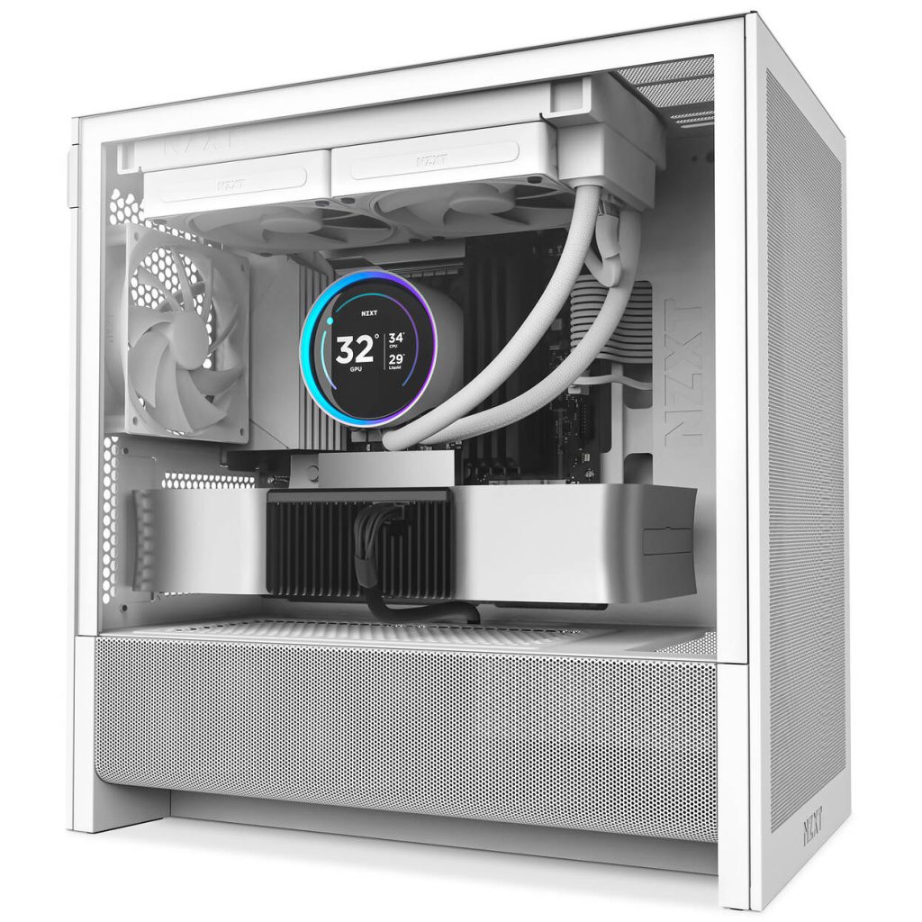 NZXT H3 Flow PC Case, Mid Tower, mATX, Tempered Glass - White