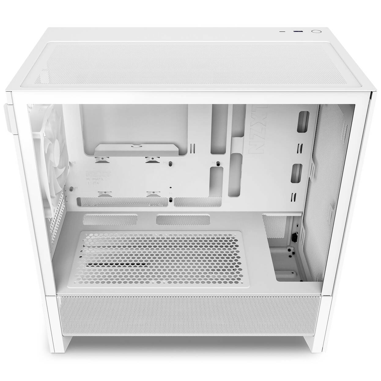 NZXT H3 Flow PC Case, Mid Tower, mATX, Tempered Glass - White
