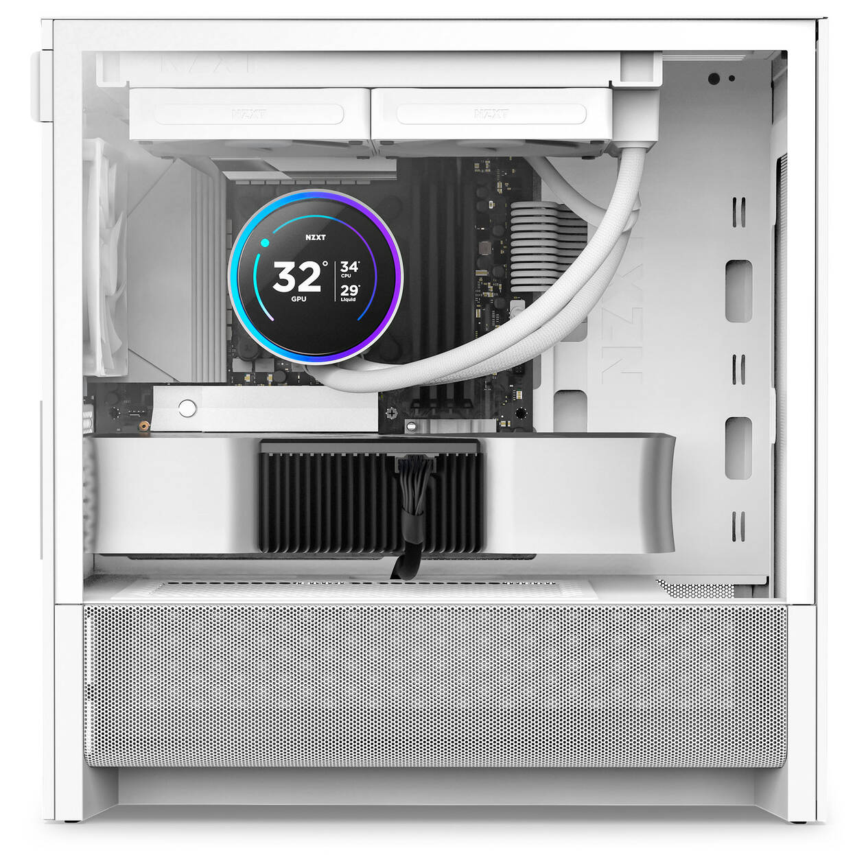 NZXT H3 Flow PC Case, Mid Tower, mATX, Tempered Glass - White
