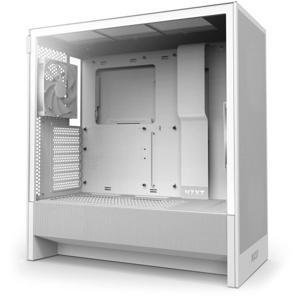 NZXT H5 Flow PC Case, Mid Tower, ATX, Tempered Glass – White