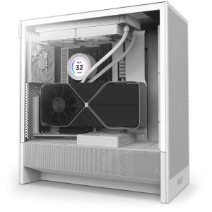 NZXT H5 Flow PC Case, Mid Tower, ATX, Tempered Glass - White