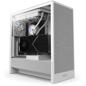 NZXT H5 Flow PC Case, Mid Tower, ATX, Tempered Glass - White