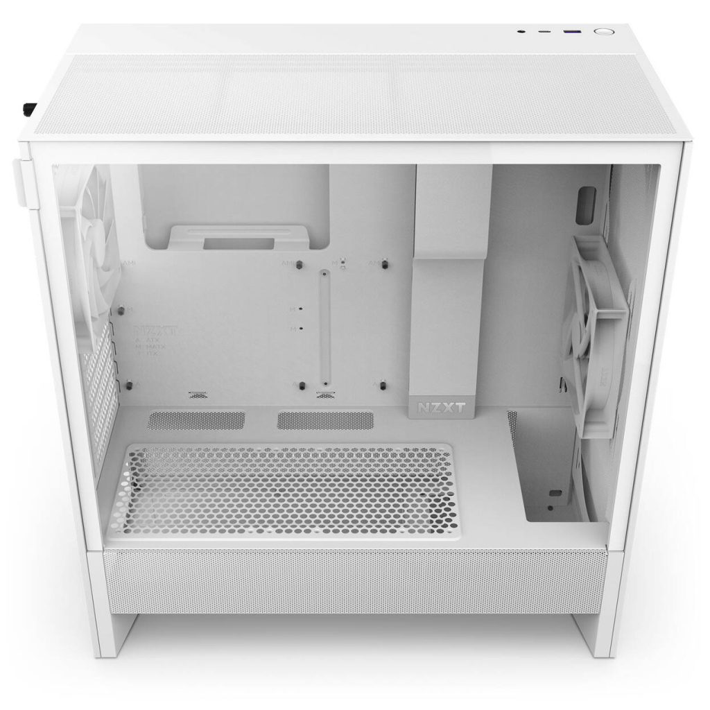 NZXT H5 Flow PC Case, Mid Tower, ATX, Tempered Glass - White