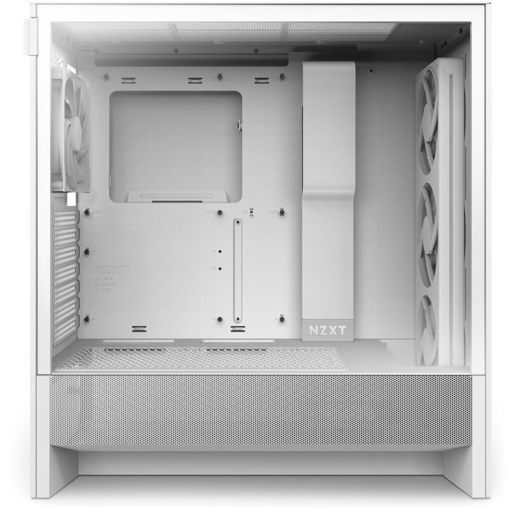 NZXT H5 Flow RGB PC Case, Mid Tower, ATX, RGB, Tempered Glass - White