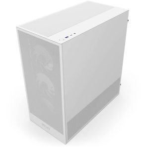 NZXT H5 Flow RGB PC Case, Mid Tower, ATX, RGB, Tempered Glass - White