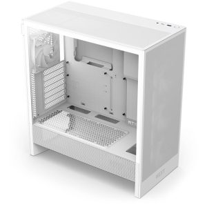 NZXT H5 Flow RGB PC Case, Mid Tower, ATX, RGB, Tempered Glass - White