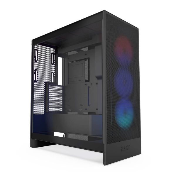 NZXT H7 Flow RGB PC Case, Mid-Tower, E-ATX, RGB, Tempered Glass – Black