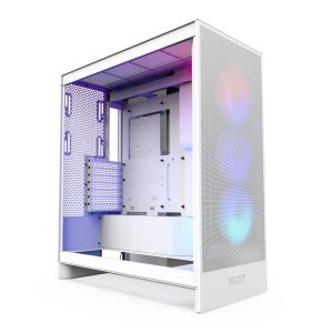 NZXT H7 Flow RGB PC Case, Mid Tower, E-ATX, RGB, Tempered Glass - White : image 1