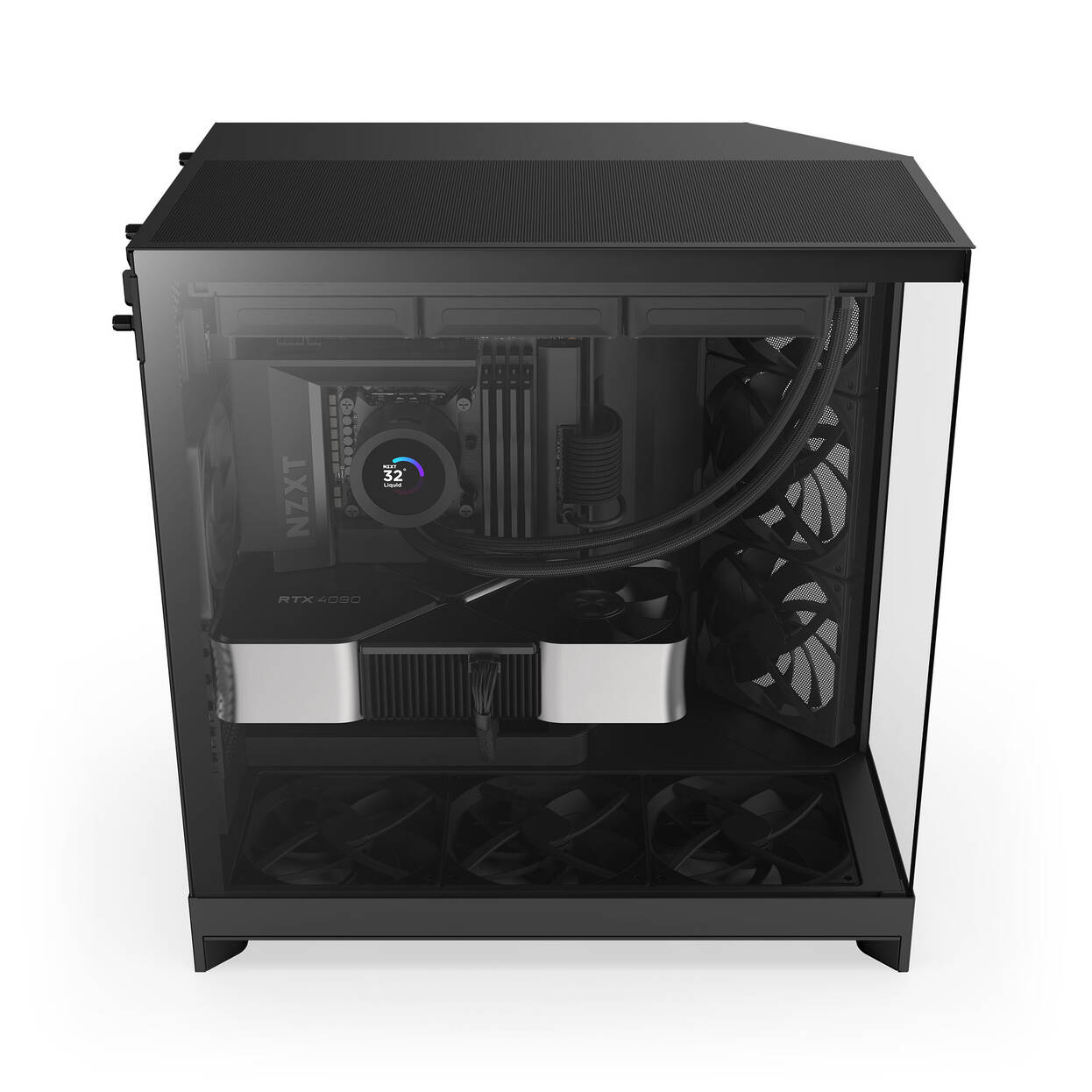NZXT H9 Flow PC Case, Mid Tower, ATX, Tempered Glass - Black : image 4