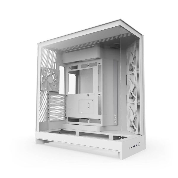 NZXT H9 Flow PC Case, Mid-Tower, ATX, Tempered Glass – White
