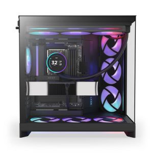 NZXT H9 Flow RGB PC Case, Mid-Tower, E-ATX, Tempered Glass - Black