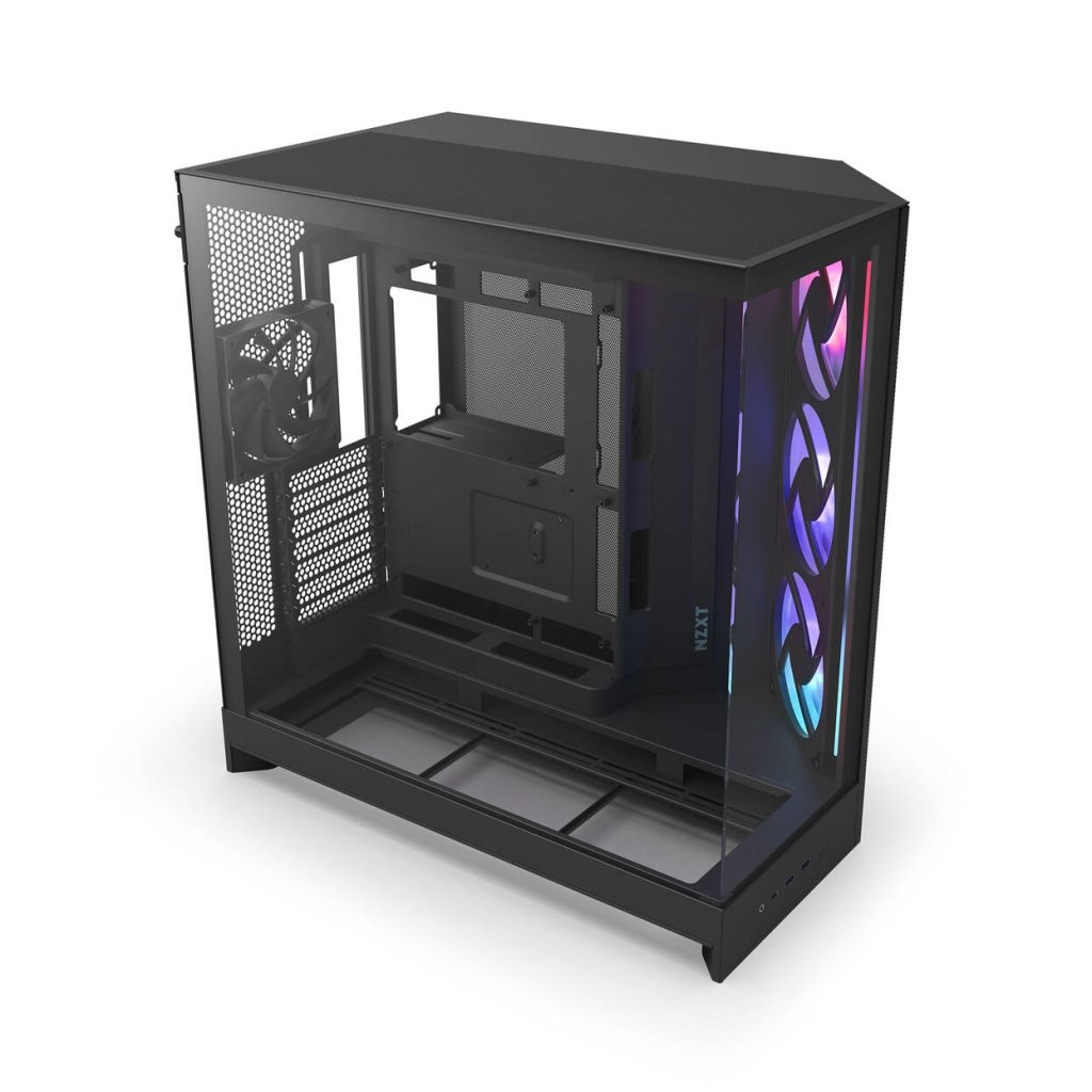 NZXT H9 Flow RGB PC Case, Mid-Tower, E-ATX, Tempered Glass - Black