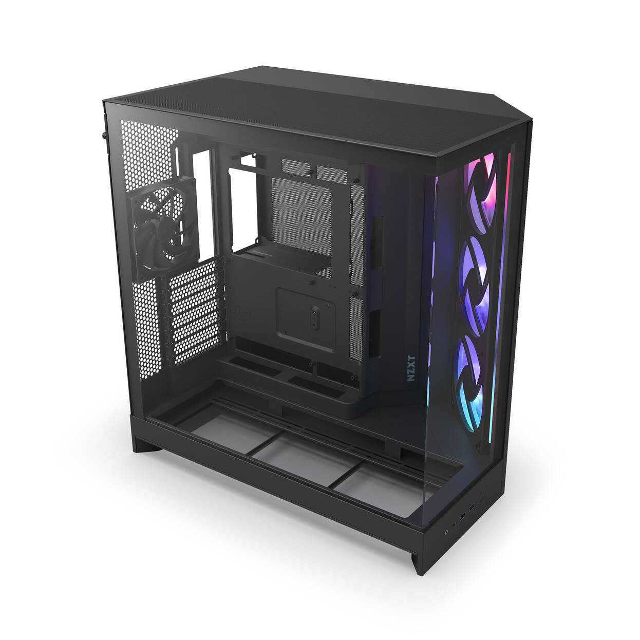 NZXT H9 Flow RGB PC Case, Mid-Tower, E-ATX, Tempered Glass - Black