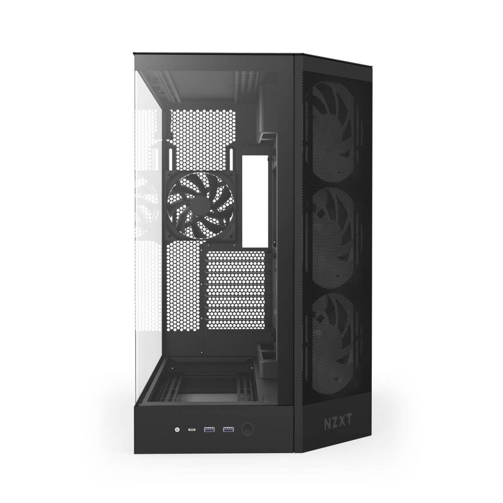 NZXT H9 Flow RGB PC Case, Mid-Tower, E-ATX, Tempered Glass - Black