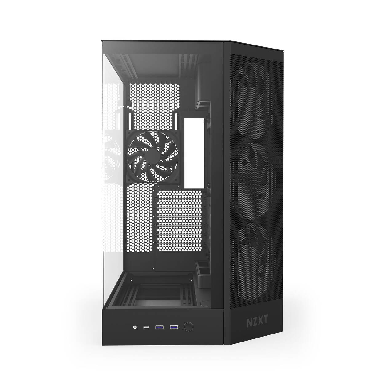 NZXT H9 Flow RGB PC Case, Mid-Tower, E-ATX, Tempered Glass - Black