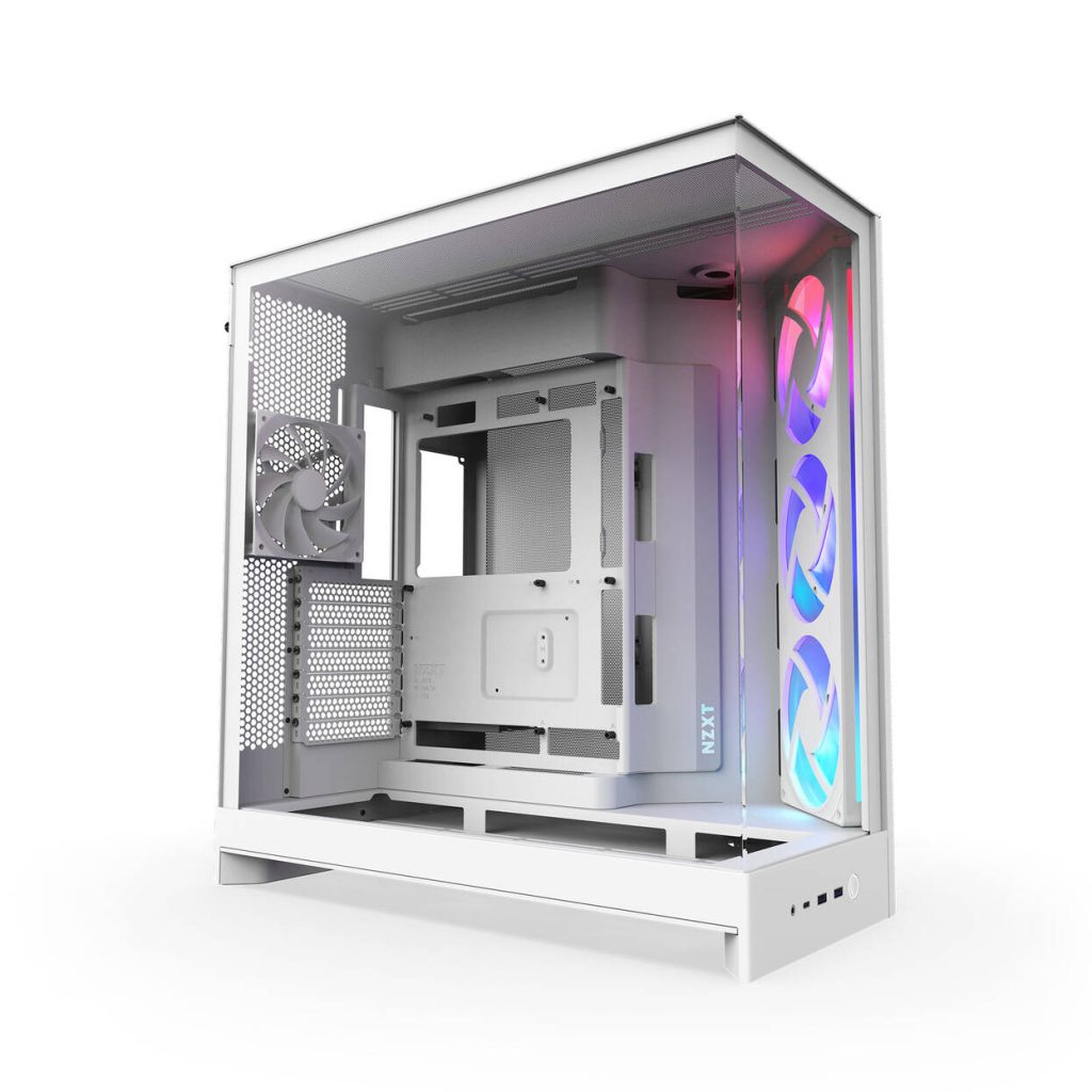 NZXT H9 Flow RGB PC Case, Mid-Tower, E-ATX, Tempered Glass - White : image 1