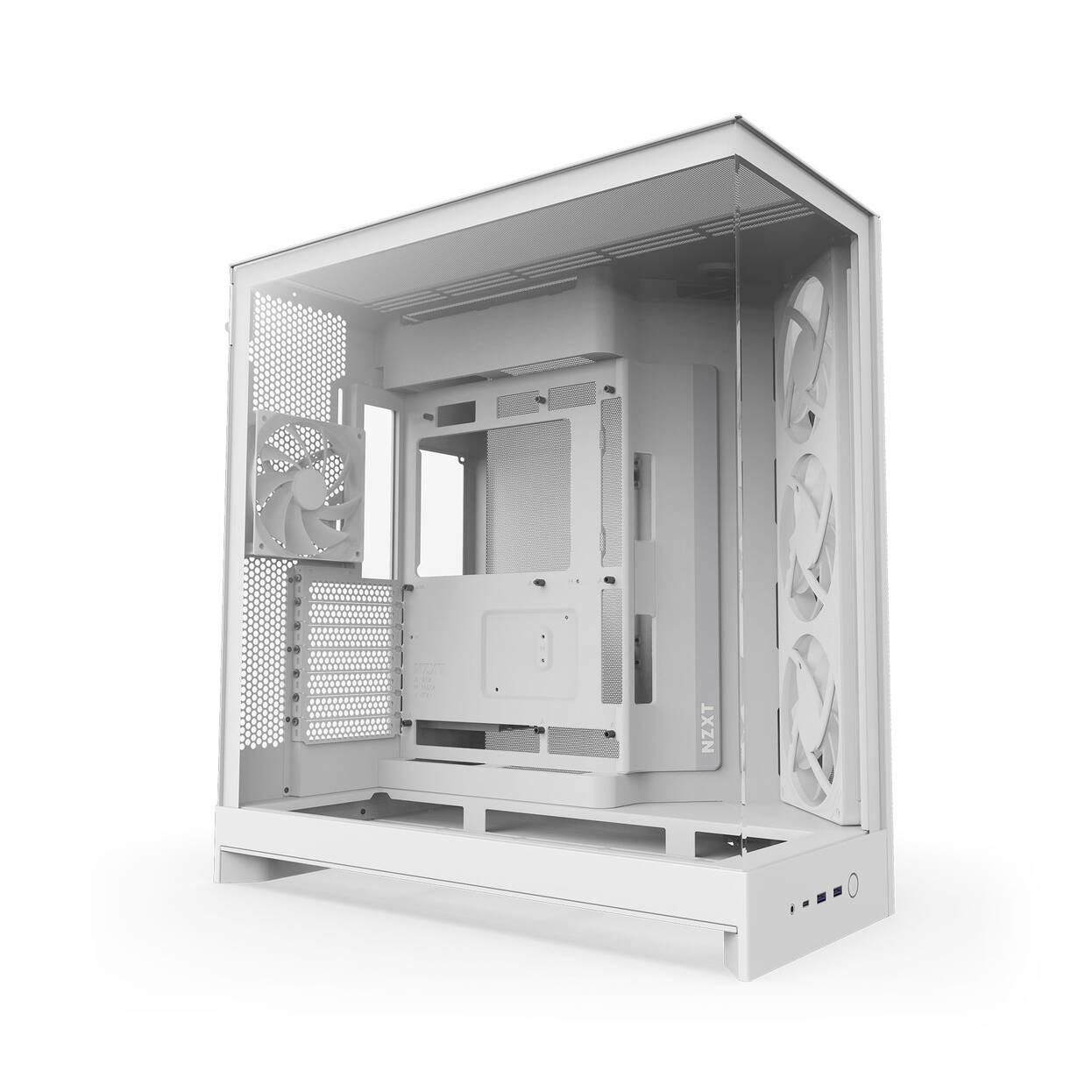 NZXT H9 Flow RGB PC Case, Mid-Tower, E-ATX, Tempered Glass - White : image 2