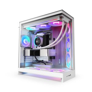 NZXT H9 Flow RGB PC Case, Mid-Tower, E-ATX, Tempered Glass - White : image 3