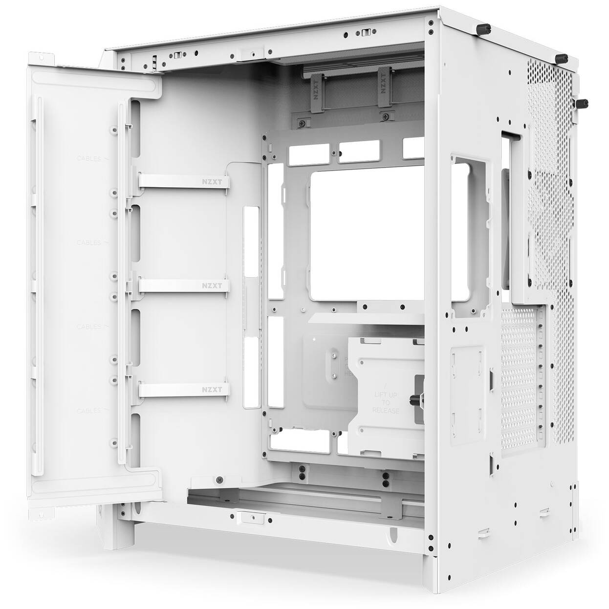 NZXT H9 Flow RGB+ PC Case, Mid Tower, E-ATX, Tempered Glass - White