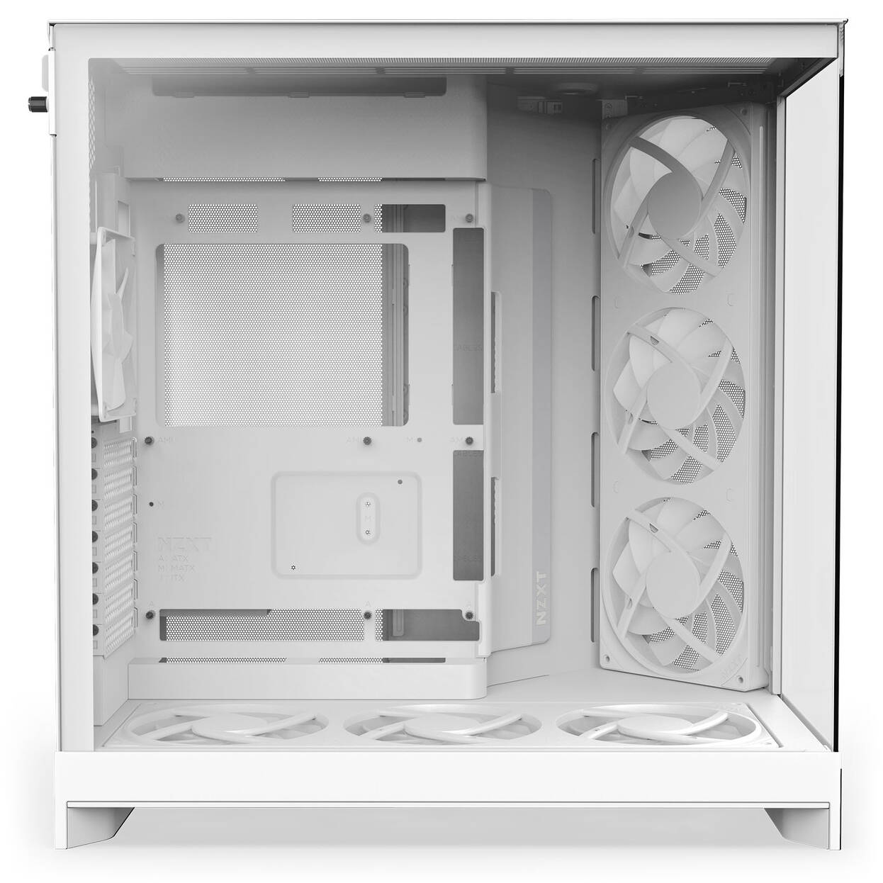 NZXT H9 Flow RGB+ PC Case, Mid Tower, E-ATX, Tempered Glass - White
