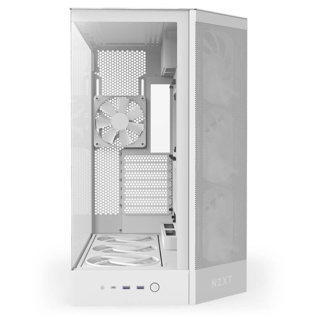 NZXT H9 Flow RGB+ PC Case, Mid Tower, E-ATX, Tempered Glass - White