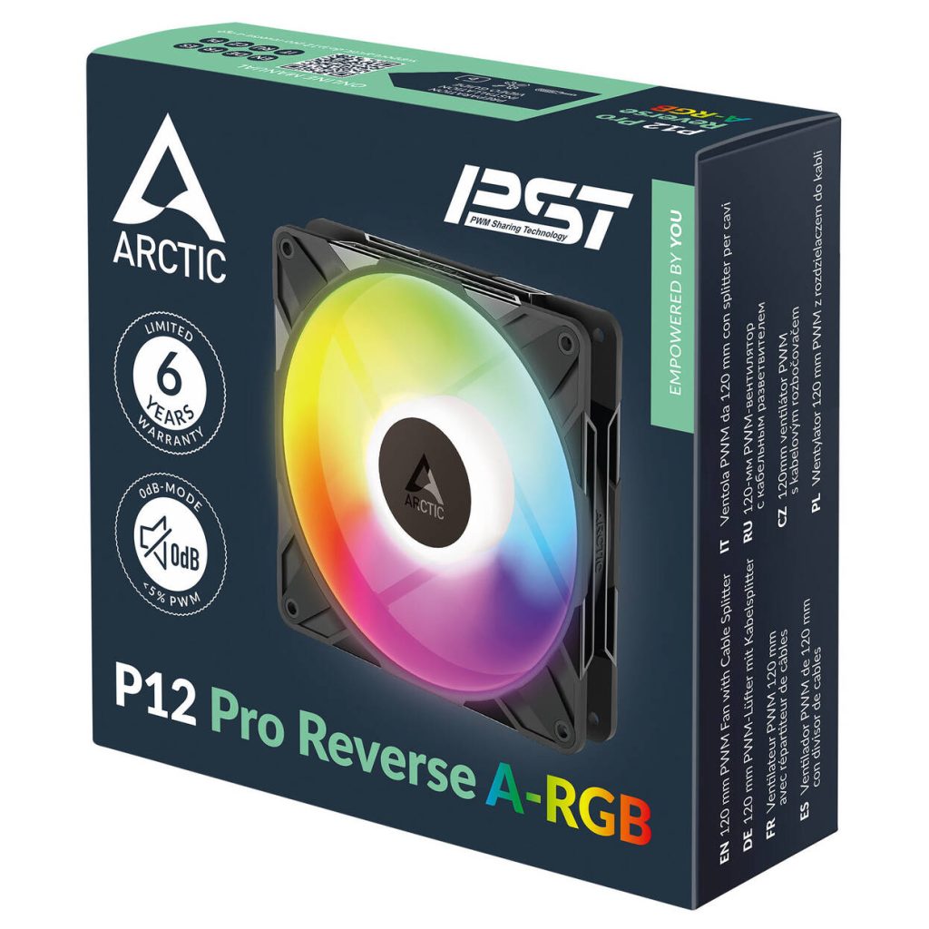 ARCTIC P12 Pro Reverse A-RGB PWM Fan - 120mm, black, pack of 3