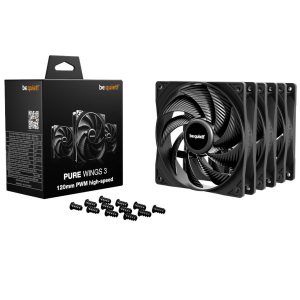 be quiet! Pure Wings 3 Fans, PWM, High-Speed - black, 120mm, pack of 3