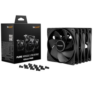 be quiet! Pure Wings 3 Fans, PWM, Reverse - 120mm, black, pack of 3 : image 1