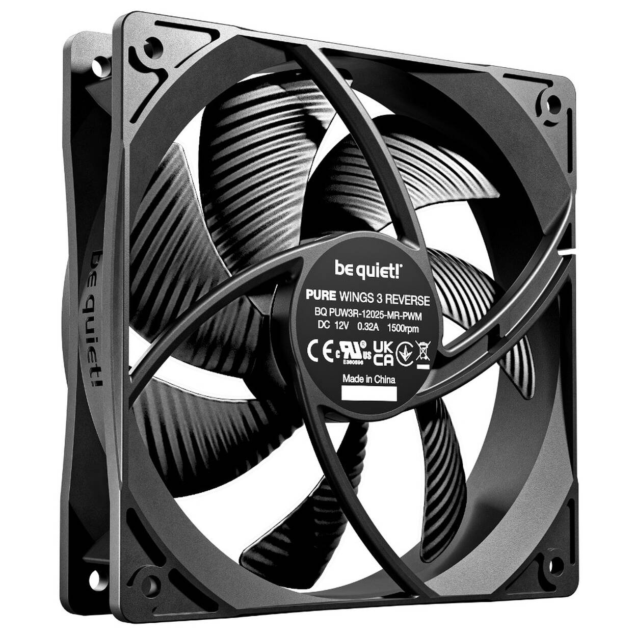 be quiet! Pure Wings 3 Fans, PWM, Reverse - 120mm, black, pack of 3 : image 3