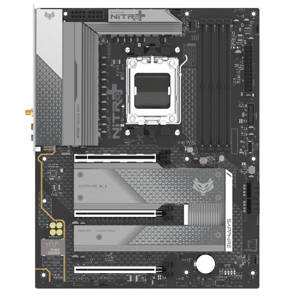 Sapphire Nitro+ B850A WiFi 7 motherboard, Socket AM5, AMD B850, ATX, DDR5