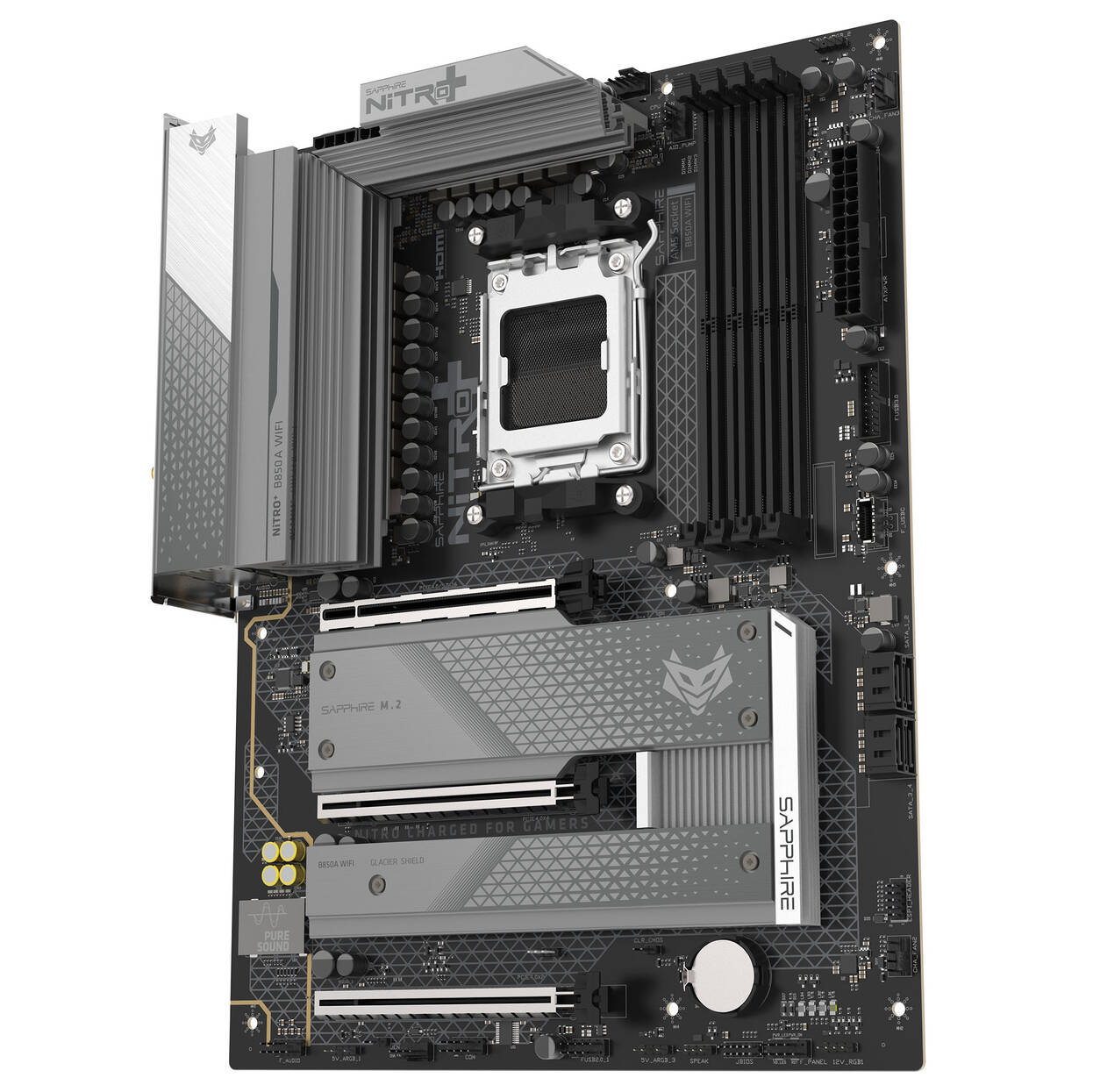 Sapphire Nitro+ B850A WiFi 7 motherboard, Socket AM5, AMD B850, ATX, DDR5