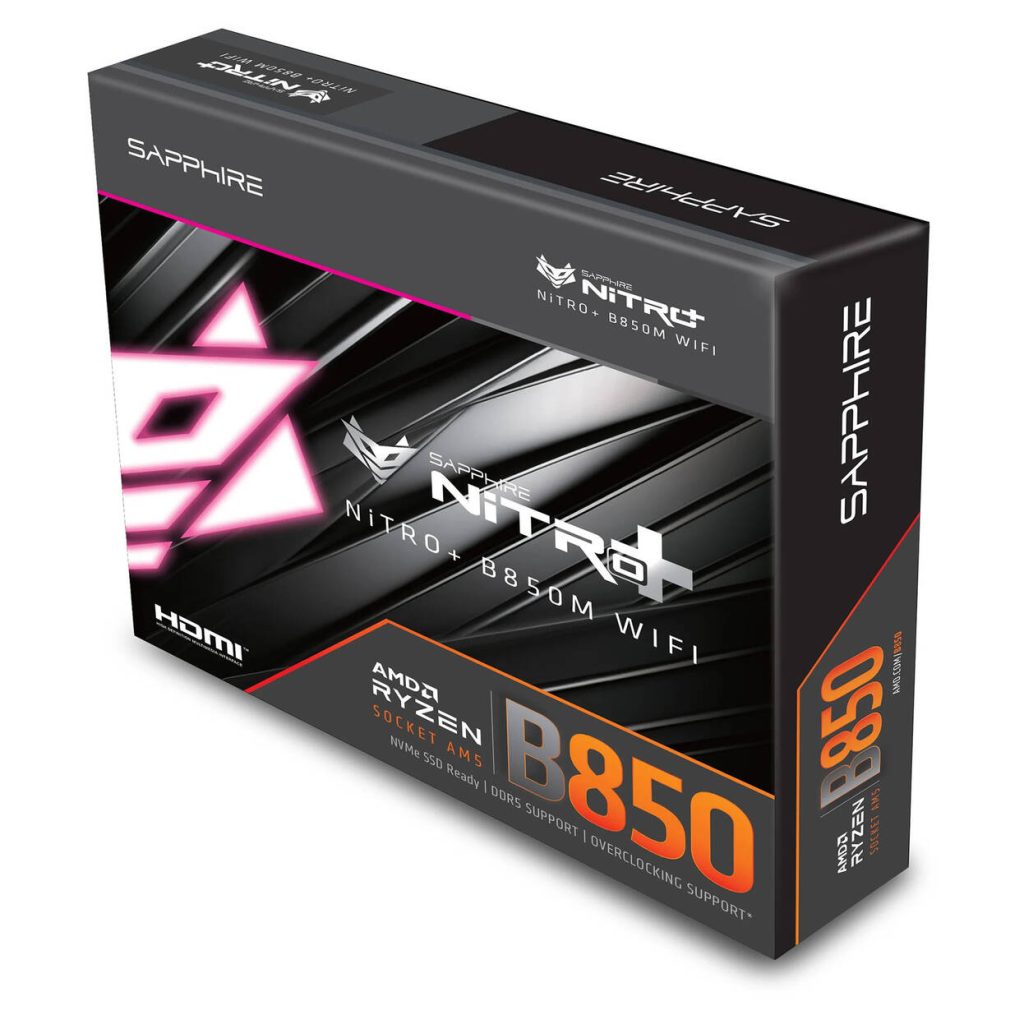 Sapphire Nitro+ B850M WiFi Motherboard, Socket AM5, AMD B850, mATX, DDR5