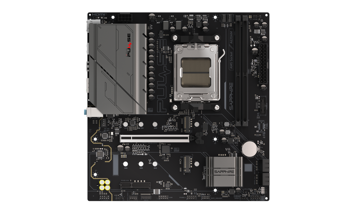 Sapphire Pulse A620AM Motherboard, Socket AM5, AMD A620, mATX, DDR5