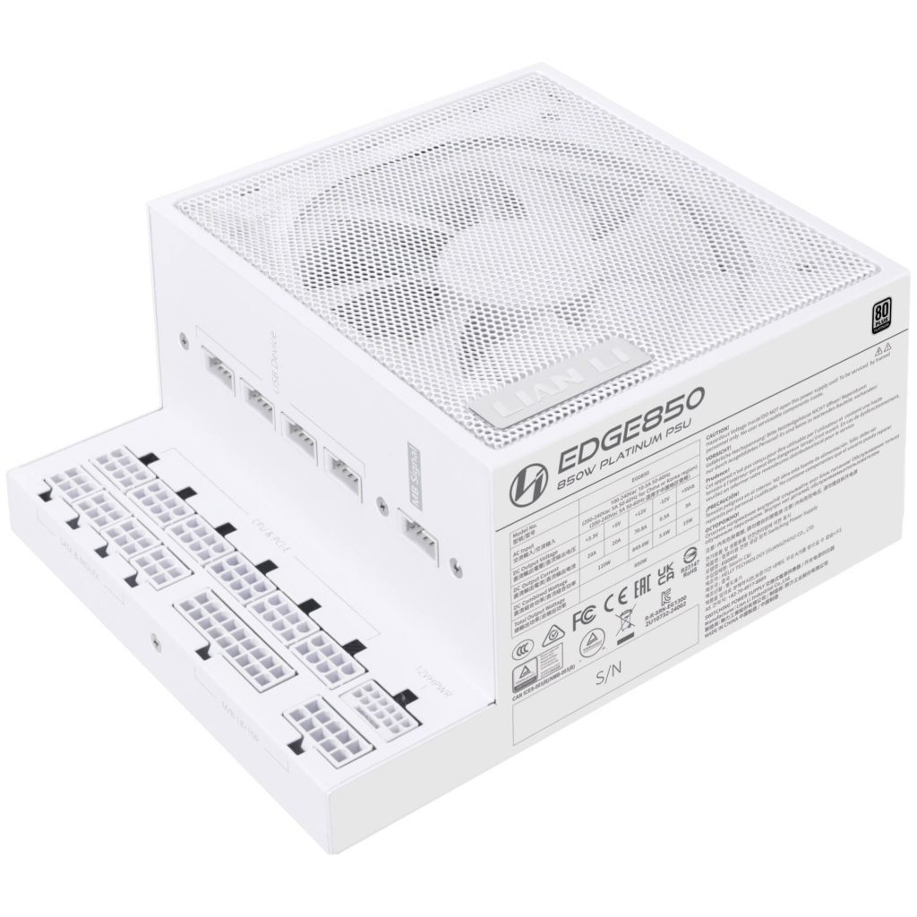 Lian Li EDGE EG0850 80 PLUS Platinum Power Supply, PCIe 5.1, ATX 3.1 - 850 Watt, White