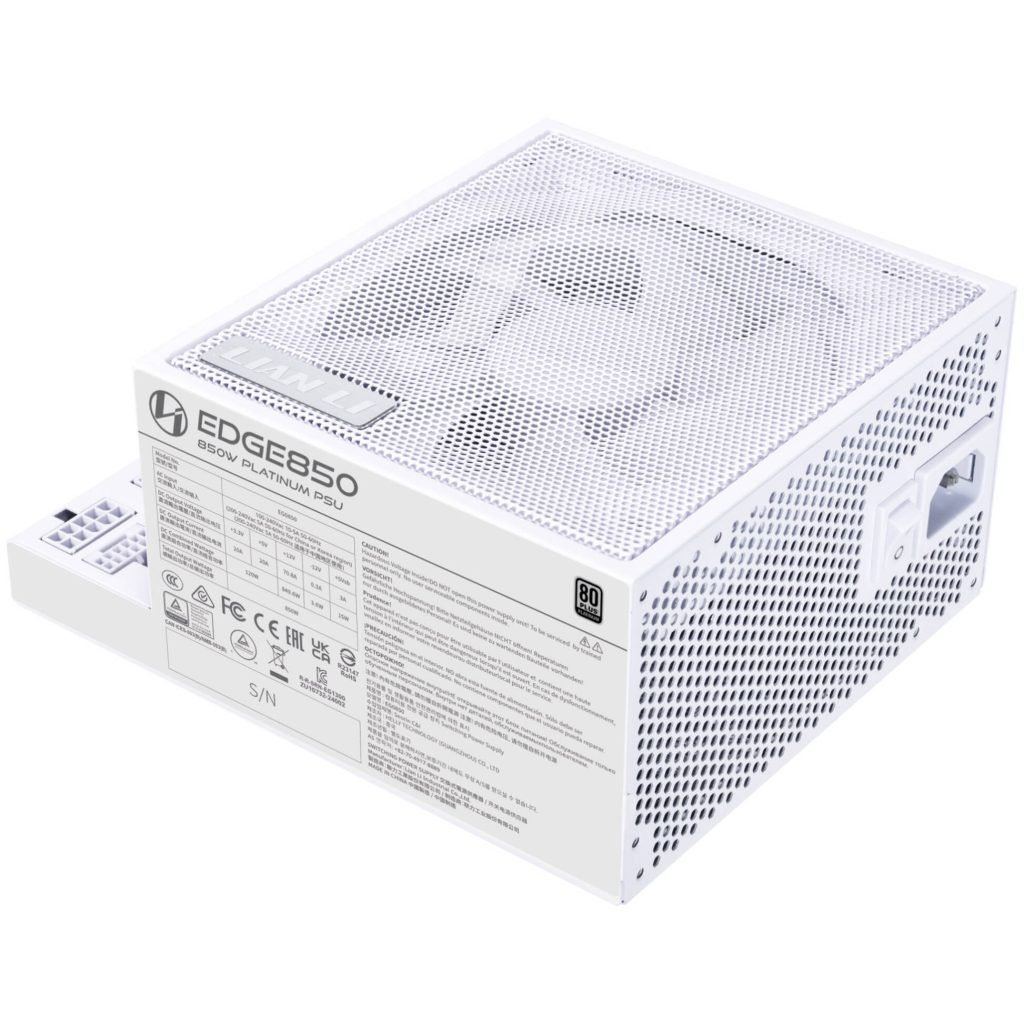 Lian Li EDGE EG0850 80 PLUS Platinum Power Supply, PCIe 5.1, ATX 3.1 - 850 Watt, White