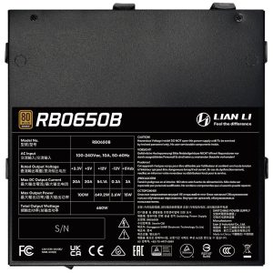 Lian Li RB Series 80 PLUS Bronze Power Supply, semi-modular, PCIe 5.1, ATX 3.1 - 650 watts, black