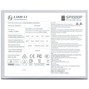 Lian Li SP Series Platinum 80 PLUS Platinum Power Supply, SFX, fully modular, PCIe 5.1, ATX 3.1 - 1,000 Watt, white : image 6