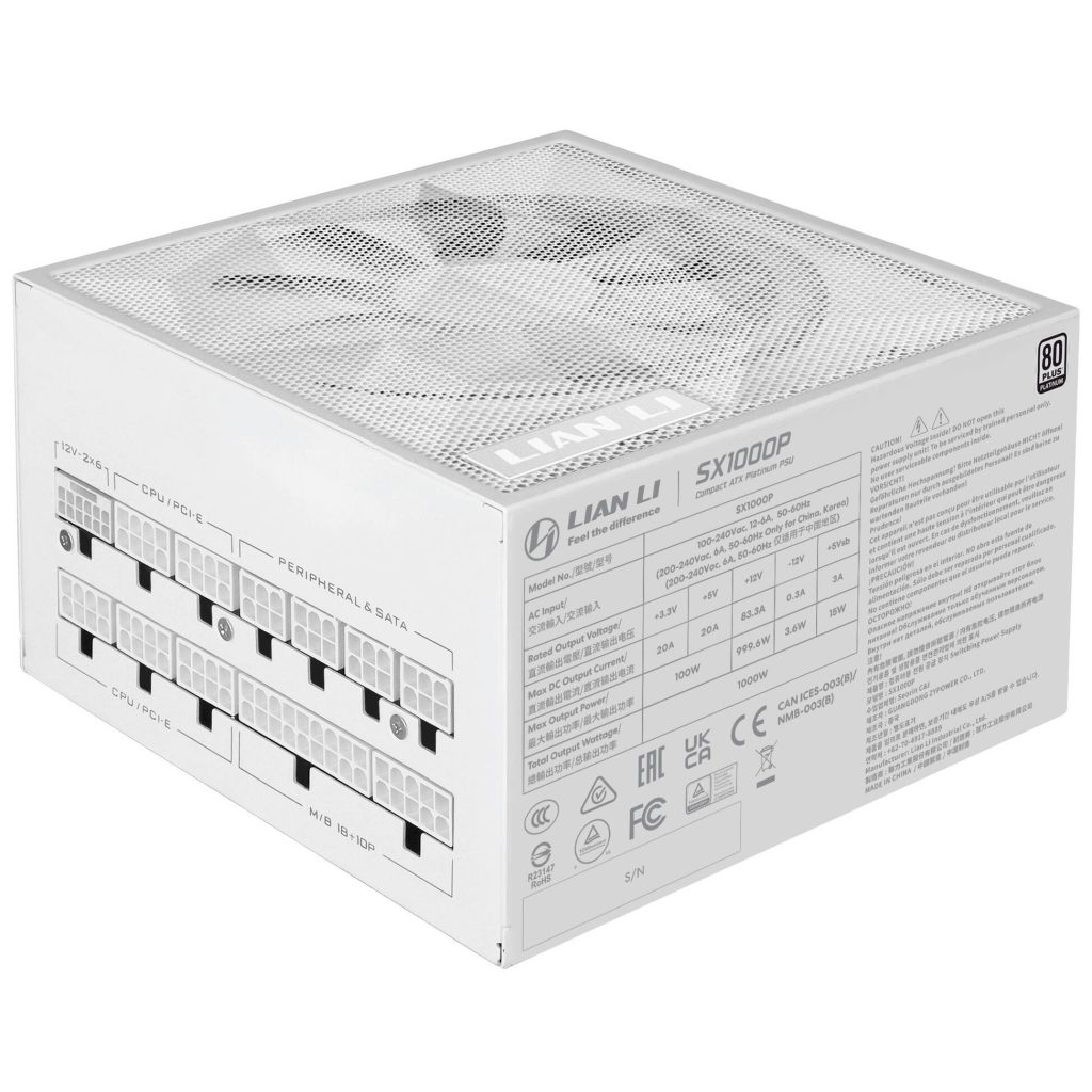 Lian Li SX Series 80 PLUS Platinum power supply, fully modular, PCIe 5.1, ATX 3.1 - 1,000 watts, white