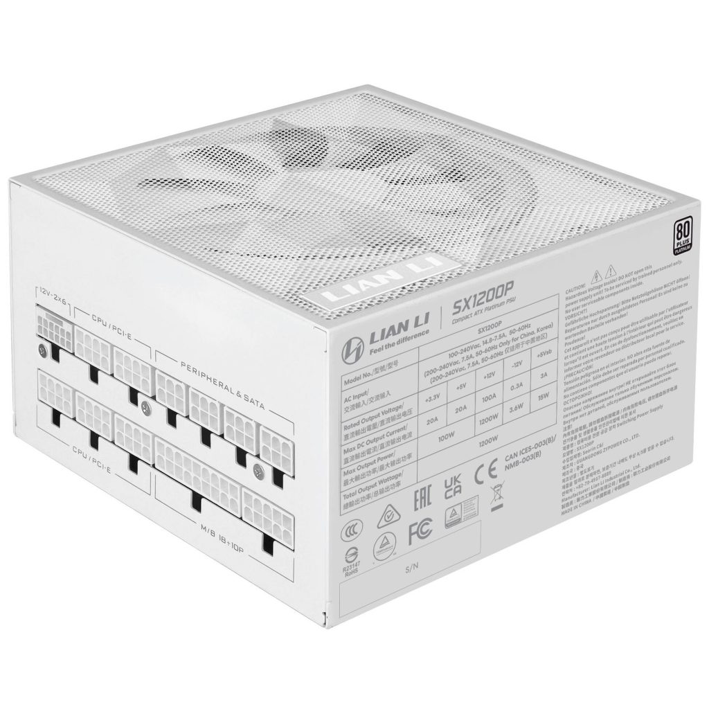 Lian Li SX Series 80 PLUS Platinum power supply, fully modular, PCIe 5.1, ATX 3.1 - 1,200 watts, white